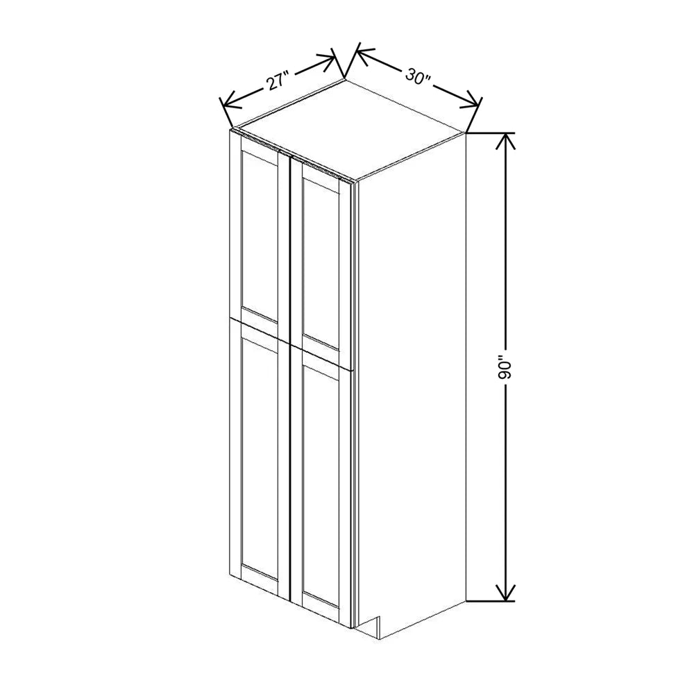 J&K Charcoal E2 Pantry w/Roll-Out Trays 30" W x 90" H x 27" D